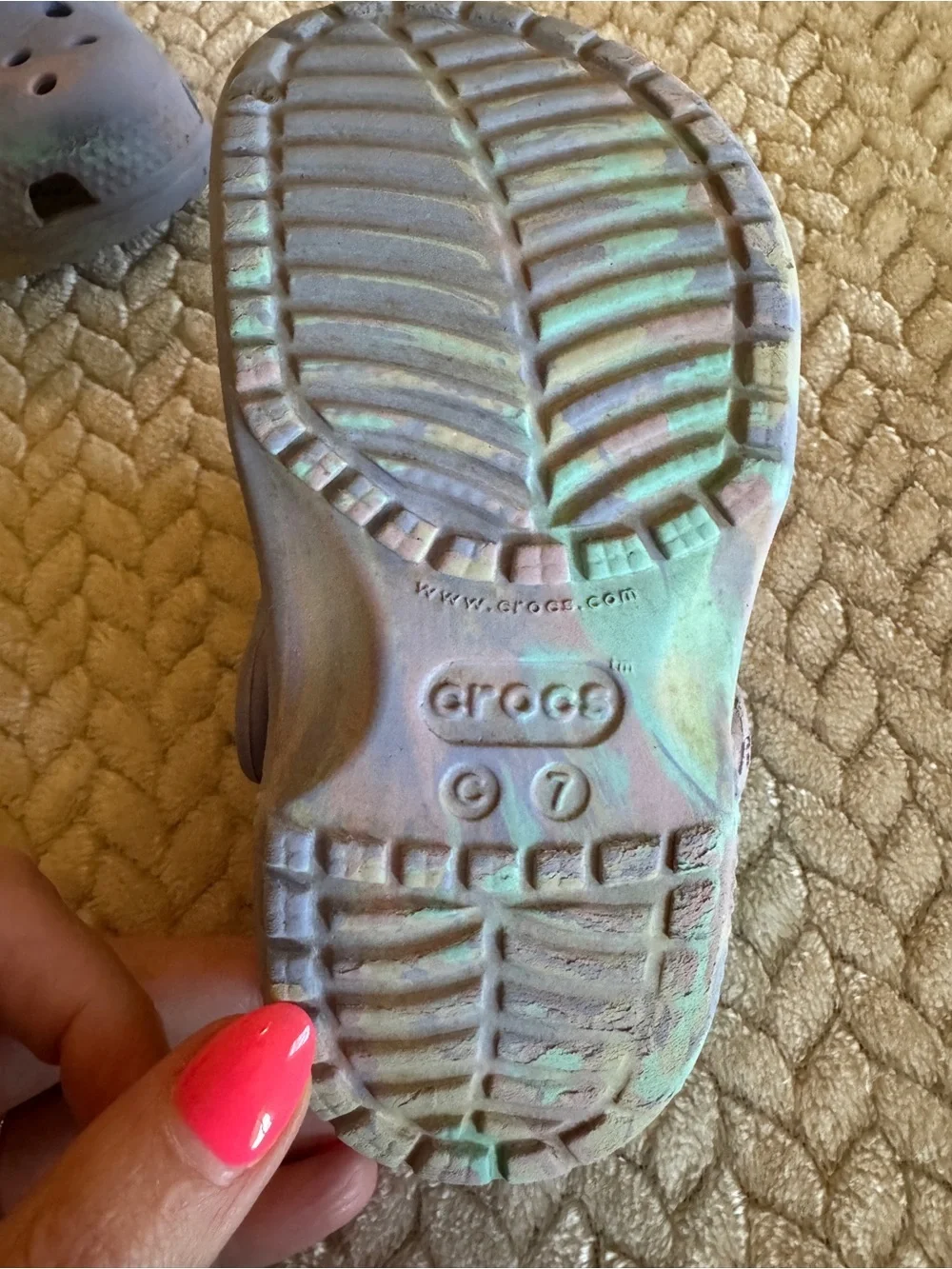 CROCS Kids' Iridescent Blue Lavender Clog Sandals Size 7